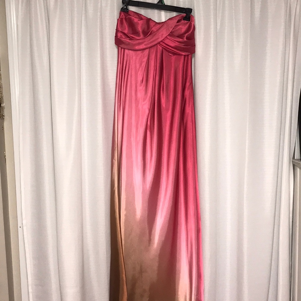 Xscape Pink and Brown Ombre Silky Dress